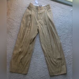 Banana Republic Women's Wide-Leg Pleated Chinos in Khaki